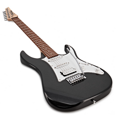 Solid body Electric Guitar with Poplar Body, Maple Neck, Jatoba Fingerboard, and HSS Pickups – Black Night