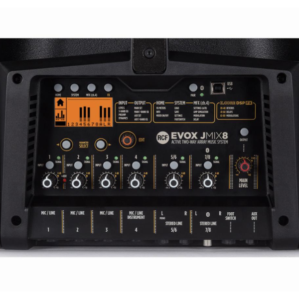 RCF EVOX JMIX8 Two Way 1400W Active Column Array Music System with 8 channel Mixer