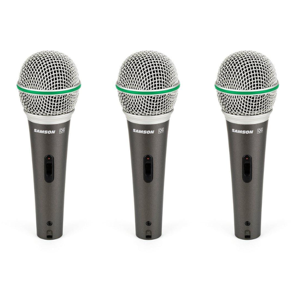 Samson Q6 Professional Dynamic Vocal  Microphone 3 Pack